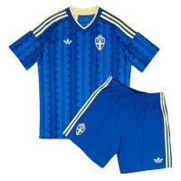 Camiseta Suecia Segunda Equipación Replica Mundial 2026 para niños mangas cortas (+ Pantalones cortos)